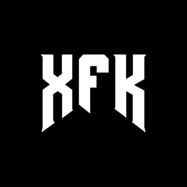 Teknoloji şirketi için XFK harf logosu tasarımı. XFK logo tasarımı siyah ve beyaz renk kombinasyonu. XFK logosu, XFK vektörü, XFK tasarımı, XFK simgesi, XFK alfabesi. XFK tipografi logosu tasarımı.