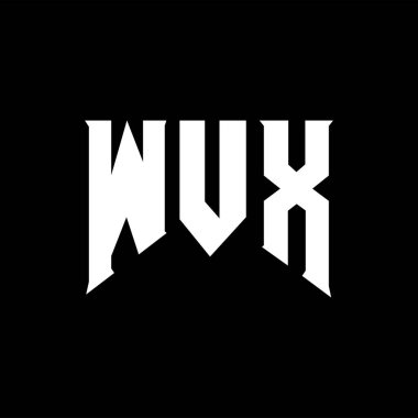 Teknoloji şirketi için WVX harf logosu tasarımı. WVX logo tasarımı siyah ve beyaz renk kombinasyonu. WVX logosu, WVX vektörü, WVX tasarımı, WVX simgesi, WVX alfabesi. WVX tipografi logosu tasarımı.