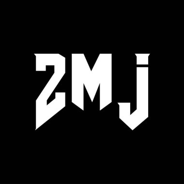 Teknoloji şirketi için ZMJ harf logosu tasarımı. ZMJ logo tasarımı siyah ve beyaz renk kombinasyonu. ZMJ logosu, ZMJ vektörü, ZMJ tasarımı, ZMJ simgesi, ZMJ alfabesi. ZMJ tipografi logosu tasarımı.