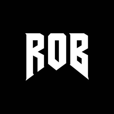 ROB 'un teknoloji şirketi için logo tasarımı. ROB logo tasarımı siyah ve beyaz renk kombinasyonu. ROB logosu, ROB vektörü, ROB tasarımı, ROB simgesi, ROB alfabesi. ROB tipografi logosu tasarımı.