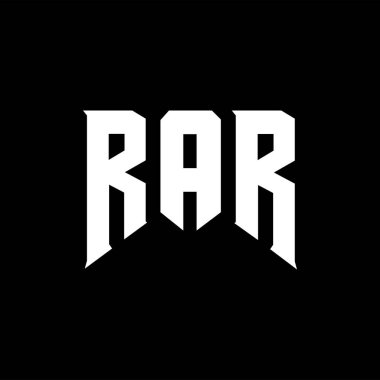Teknoloji şirketi için RAR harf logosu tasarımı. RAR logo tasarımı siyah ve beyaz renk kombinasyonu. RAR logosu, RAR vektörü, RAR tasarımı, RAR simgesi, RAR alfabesi. RAR tipografi logosu tasarımı.