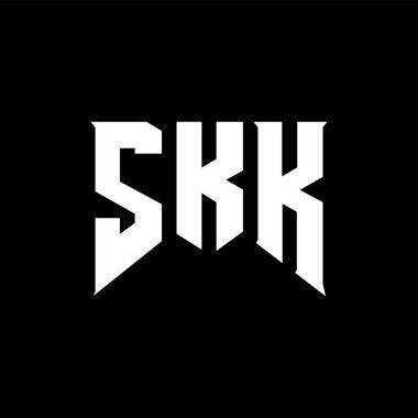 Teknoloji şirketi için SKK mektup logosu tasarımı. SKK logo tasarımı siyah ve beyaz renk kombinasyonu. SKK logosu, SKK vektörü, SKK tasarımı, SKK simgesi, SKK alfabesi. SKK tipografi logosu tasarımı.