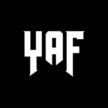 Teknoloji şirketi için YAF mektup logosu tasarımı. YAF logo tasarımı siyah ve beyaz renk kombinasyonu. YAF logosu, YAF vektörü, YAF tasarımı, YAF simgesi, YAF alfabesi. YAF tipografi logosu tasarımı.