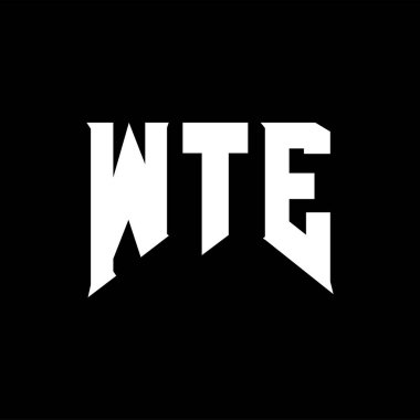 Teknoloji şirketi için WTE mektup logosu tasarımı. WTE logo tasarımı siyah ve beyaz renk kombinasyonu. WTE logosu, WTE vektörü, WTE tasarımı, WTE simgesi, WTE alfabesi. WTE tipografi logosu tasarımı.