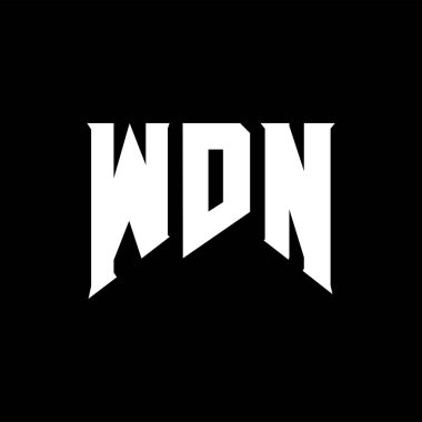 Teknoloji şirketi için WDN harf logosu tasarımı. WDN logo tasarımı siyah ve beyaz renk kombinasyonu. WDN logosu, WDN vektörü, WDN tasarımı, WDN simgesi, WDN alfabesi. WDN tipografi logosu tasarımı.