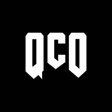 Teknoloji şirketi için QCO harf logosu tasarımı. QCO logo tasarımı siyah ve beyaz renk kombinasyonu. QCO logosu, QCO vektörü, QCO tasarımı, QCO simgesi, QCO alfabesi. QCO tipografi logosu tasarımı.