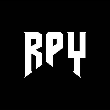 Teknoloji şirketi için RPY mektup logosu tasarımı. RPY logo tasarımı siyah ve beyaz renk kombinasyonu. RPY logosu, RPY vektörü, RPY tasarımı, RPY simgesi, RPY alfabesi. RPY tipografi logosu tasarımı.