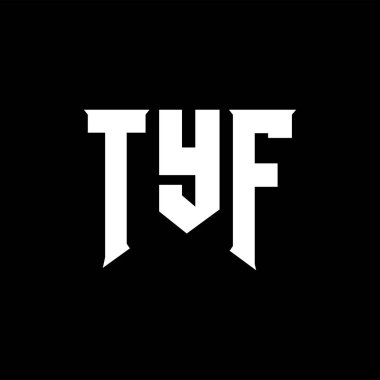 Teknoloji şirketi için TYF harf logosu tasarımı. TYF logo tasarımı siyah ve beyaz renk kombinasyonu. TYF logosu, TYF vektörü, TYF tasarımı, TYF simgesi, TYF alfabesi. TYF tipografi logo tasarımı.