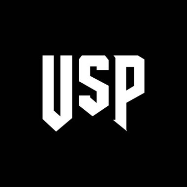 Teknoloji şirketi için USP mektup logosu tasarımı. USP logo tasarımı siyah ve beyaz renk kombinasyonu. USP logosu, USP vektörü, USP tasarımı, USP simgesi, USP alfabesi. USP tipografi logosu tasarımı.