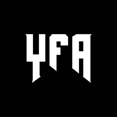 Teknoloji şirketi için YFA mektup logosu tasarımı. YFA logo tasarımı siyah-beyaz renk kombinasyonu. YFA logosu, YFA vektörü, YFA tasarımı, YFA simgesi, YFA alfabesi. YFA tipografi logosu tasarımı.