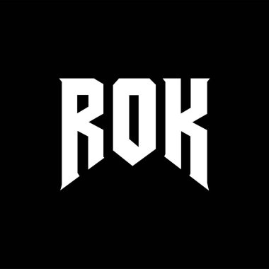 Teknoloji şirketi için ROK mektup logosu tasarımı. ROK logo tasarımı siyah ve beyaz renk kombinasyonu. ROK logosu, ROK vektörü, ROK tasarımı, ROK simgesi, ROK alfabesi. ROK tipografi logosu tasarımı.