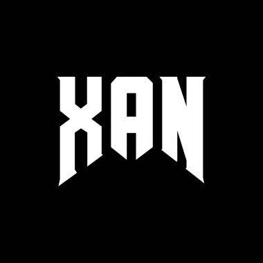 Teknoloji şirketi için XAN mektup logosu tasarımı. XAN logo tasarımı siyah ve beyaz renk kombinasyonu. XAN logosu, XAN vektörü, XAN tasarımı, XAN simgesi, XAN alfabesi. XAN tipografi logosu tasarımı.