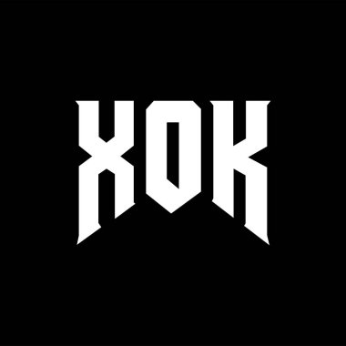 Teknoloji şirketi için XOK mektup logosu tasarımı. XOK logo tasarımı siyah ve beyaz renk kombinasyonu. XOK logosu, XOK vektörü, XOK tasarımı, XOK simgesi, XOK alfabesi. XOK tipografi logosu tasarımı.