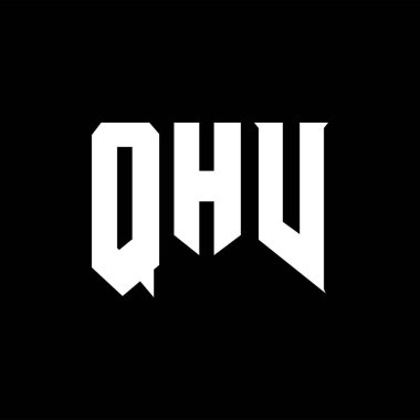Teknoloji şirketi için QHV harf logosu tasarımı. QHV logo tasarımı siyah ve beyaz renk kombinasyonu. QHV logosu, QHV vektörü, QHV tasarımı, QHV simgesi, QHV alfabesi. QHV tipografi logosu tasarımı.