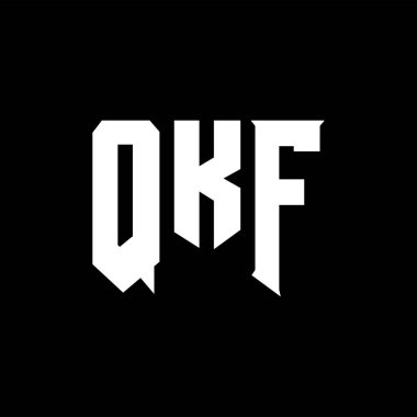 Teknoloji şirketi için QKF mektup logosu tasarımı. QKF logo tasarımı siyah ve beyaz renk kombinasyonu. QKF logosu, QKF vektörü, QKF tasarımı, QKF simgesi, QKF alfabesi. QKF tipografi logosu tasarımı.