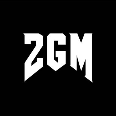 Teknoloji şirketi için ZGM harf logosu tasarımı. ZGM logo tasarımı siyah ve beyaz renk kombinasyonu. ZGM logosu, ZGM vektörü, ZGM tasarımı, ZGM simgesi, ZGM alfabesi. ZGM tipografi logosu tasarımı.
