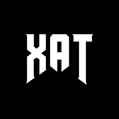 Teknoloji şirketi için XAT harf logosu tasarımı. XAT logosu siyah ve beyaz renk kombinasyonu tasarladı. XAT logosu, XAT vektörü, XAT tasarımı, XAT simgesi, XAT alfabesi. XAT tipografi logosu tasarımı.