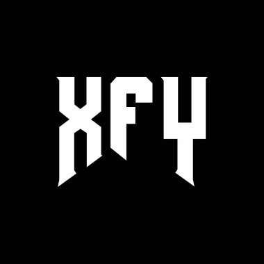 Teknoloji şirketi için XFY harf logosu tasarımı. XFY logo tasarımı siyah ve beyaz renk kombinasyonu. XFY logosu, XFY vektörü, XFY tasarımı, XFY simgesi, XFY alfabesi. XFY tipografi logosu tasarımı.