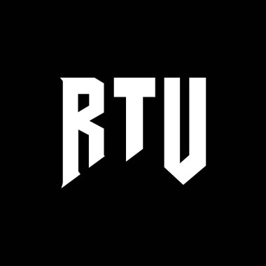 Teknoloji şirketi için RTU mektup logosu tasarımı. RTU logo tasarımı siyah-beyaz renk kombinasyonu. RTU logosu, RTU vektörü, RTU tasarımı, RTU simgesi, RTU alfabesi. RTU tipografi logosu tasarımı.