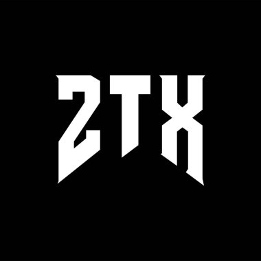 Teknoloji şirketi için ZTX harf logosu tasarımı. ZTX logo tasarımı siyah ve beyaz renk kombinasyonu. ZTX logosu, ZTX vektörü, ZTX tasarımı, ZTX simgesi, ZTX alfabesi. ZTX tipografi logosu tasarımı.