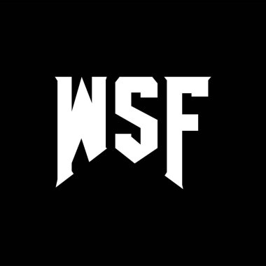 Teknoloji şirketi için WSF mektup logosu tasarımı. WSF logo tasarımı siyah ve beyaz renk kombinasyonu. WSF logosu, WSF vektörü, WSF tasarımı, WSF simgesi, WSF alfabesi. WSF tipografi logosu tasarımı.