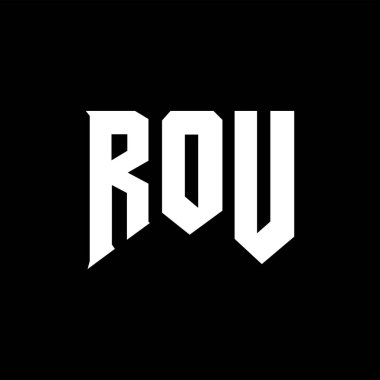 Teknoloji şirketi için ROU mektup logosu tasarımı. ROU logo tasarımı siyah ve beyaz renk kombinasyonu. ROU logosu, ROU vektörü, ROU tasarımı, ROU simgesi, ROU alfabesi. ROU tipografi logosu tasarımı.