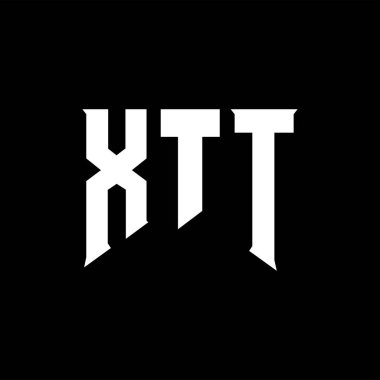 Teknoloji şirketi için XTT harfleri logo tasarımı. Logo tasarımı siyah ve beyaz renk kombinasyonu. tipografi logosu tasarımı.