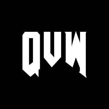  Teknoloji şirketi için QVW harfleri logo tasarımı. Logo tasarımı siyah ve beyaz renk kombinasyonu. tipografi logosu tasarımı.