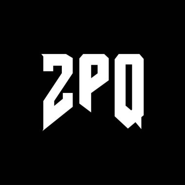 Teknoloji şirketi için ZPQ harfleri logo tasarımı. Logo tasarımı siyah ve beyaz renk kombinasyonu. tipografi logosu tasarımı.