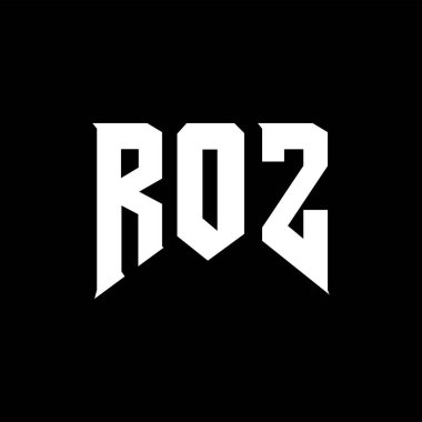 ROZ harfleri teknoloji şirketi için logo tasarımı. Logo tasarımı siyah ve beyaz renk kombinasyonu. tipografi logosu tasarımı.