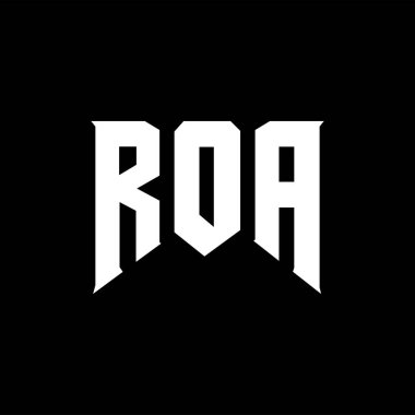 ROA harfleri teknoloji şirketi için logo tasarımı. Logo tasarımı siyah ve beyaz renk kombinasyonu. tipografi logosu tasarımı.