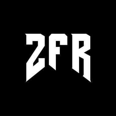 Teknoloji şirketi için ZFR harf logosu tasarımı. ZFR logo tasarımı siyah ve beyaz renk kombinasyonu. ZFR logosu, ZFR vektörü, ZFR tasarımı, ZFR simgesi, ZFR alfabesi. ZFR tipografi logosu tasarımı.