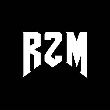 Teknoloji şirketi için RZM harf logosu tasarımı. RZM logo tasarımı siyah ve beyaz renk kombinasyonu. RZM logosu, RZM vektörü, RZM tasarımı, RZM simgesi, RZM alfabesi. RZM tipografi logosu tasarımı.
