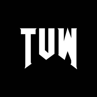 Teknoloji şirketi için TUW harf logosu tasarımı. TUW logo tasarımı siyah ve beyaz renk kombinasyonu. TUW logosu, TUW vektörü, TUW tasarımı, TUW simgesi, TUW alfabesi. TUW tipografi logosu tasarımı.
