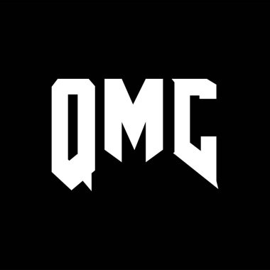 Teknoloji şirketi için QMC harf logosu tasarımı. QMC logo tasarımı siyah ve beyaz renk kombinasyonu. QMC logosu, QMC vektörü, QMC tasarımı, QMC simgesi, QMC alfabesi. QMC tipografi logosu tasarımı.