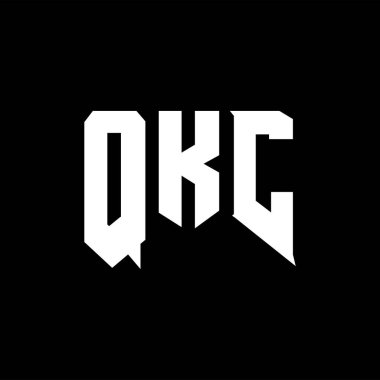 Teknoloji şirketi için QKC harf logosu tasarımı. QKC logo tasarımı siyah ve beyaz renk kombinasyonu. QKC logosu, QKC vektörü, QKC tasarımı, QKC simgesi, QKC alfabesi. QKC tipografi logo tasarımı.