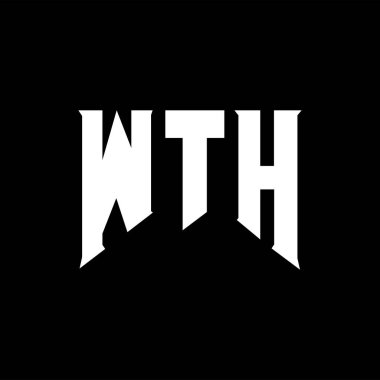 Teknoloji şirketi için WTH harf logosu tasarımı. WTH logo tasarımı siyah ve beyaz renk kombinasyonu. WTH logosu, WTH vektörü, WTH tasarımı, WTH simgesi, WTH alfabesi. WTH tipografi logosu tasarımı.