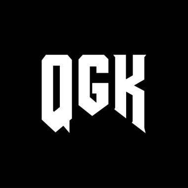 Teknoloji şirketi için QGK harf logosu tasarımı. QGK logo tasarımı siyah ve beyaz renk kombinasyonu. QGK logosu, QGK vektörü, QGK tasarımı, QGK simgesi, QGK alfabesi. QGK tipografi logosu tasarımı.