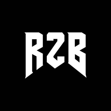 Teknoloji şirketi için RZB harf logosu tasarımı. RZB logo tasarımı siyah ve beyaz renk kombinasyonu. RZB logosu, RZB vektörü, RZB tasarımı, RZB simgesi, RZB alfabesi. RZB tipografi logosu tasarımı.