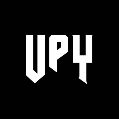 Teknoloji şirketi için UPY mektup logosu tasarımı. UPY logo tasarımı siyah ve beyaz renk kombinasyonu. UPY logosu, UPY vektörü, UPY tasarımı, UPY simgesi, UPY alfabesi. UPY tipografi logosu tasarımı.