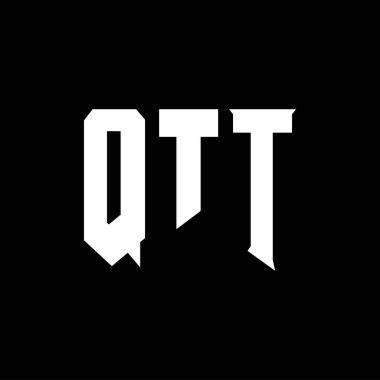 Teknoloji şirketi için QTT harfleri logo tasarımı. Logo tasarımı siyah ve beyaz renk kombinasyonu. tipografi logosu tasarımı.