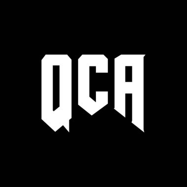Teknoloji şirketi için QCA harfleri logo tasarımı. Logo tasarımı siyah ve beyaz renk kombinasyonu. tipografi logosu tasarımı.