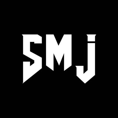 Teknoloji şirketi için SMJ harfleri logo tasarımı. Logo tasarımı siyah ve beyaz renk kombinasyonu. tipografi logosu tasarımı.