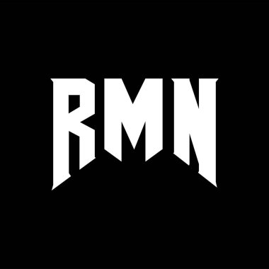 Teknoloji şirketi için RMN harfleri logo tasarımı. Logo tasarımı siyah ve beyaz renk kombinasyonu. tipografi logosu tasarımı.