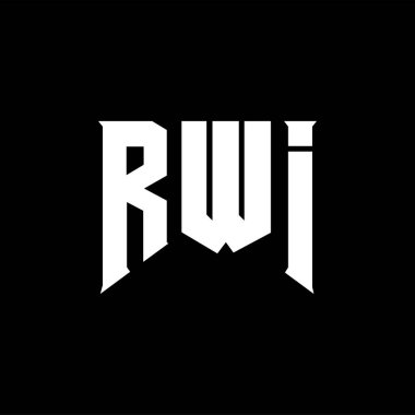 Teknoloji şirketi için RWI harfleri logo tasarımı. Logo tasarımı siyah ve beyaz renk kombinasyonu. tipografi logosu tasarımı.