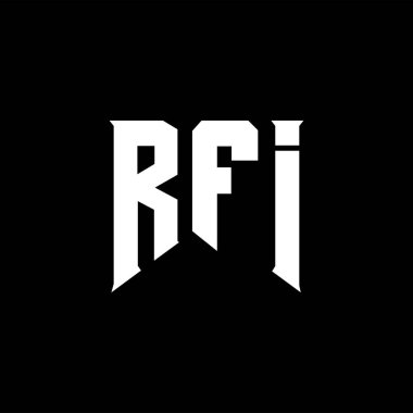 Teknoloji şirketi için RFI harf logosu tasarımı. RFI logo tasarımı siyah ve beyaz renk kombinasyonu. RFI logosu, RFI vektörü, RFI tasarımı, RFI simgesi, RFI alfabesi. RFI tipografi logosu tasarımı.