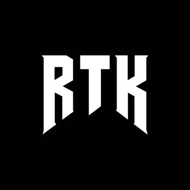 Teknoloji şirketi için RTK mektup logosu tasarımı. RTK logo tasarımı siyah-beyaz renk kombinasyonu. RTK logosu, RTK vektörü, RTK tasarımı, RTK simgesi, RTK alfabesi. RTK tipografi logosu tasarımı.