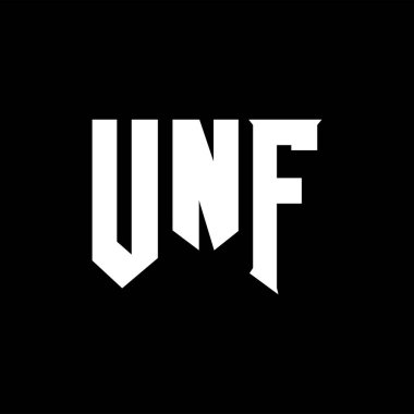 UNF letters logo design for technology company.  logo design black and white color combination.  typography logo design. clipart