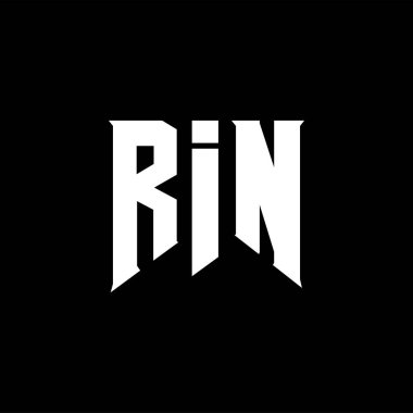Teknoloji şirketi için RIN harfleri logo tasarımı. Logo tasarımı siyah ve beyaz renk kombinasyonu. tipografi logosu tasarımı.