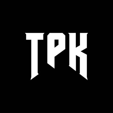  Teknoloji şirketi için TPK harfleri logo tasarımı. Logo tasarımı siyah ve beyaz renk kombinasyonu. tipografi logosu tasarımı.